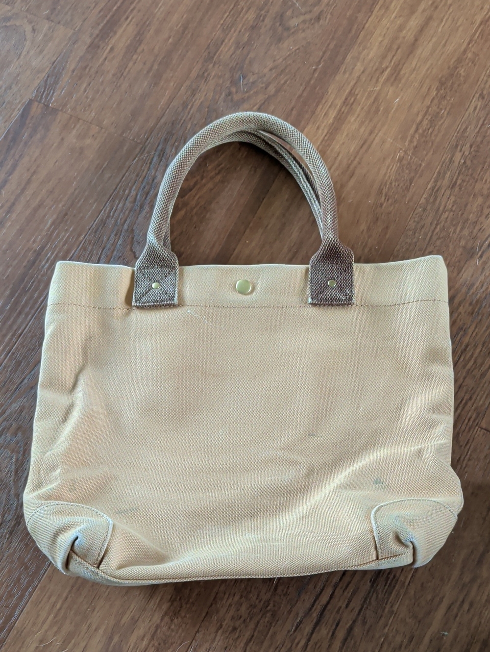 J. Crew Vintage Beige Canvas Tote with Brown Handles